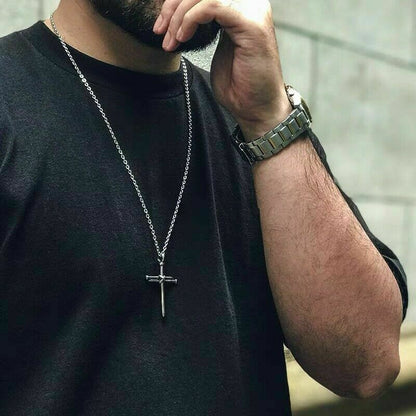 Men's Cross Pendant Necklace 24" Chain