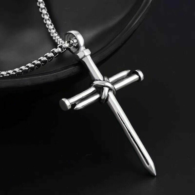 Men's Cross Pendant Necklace 24" Chain