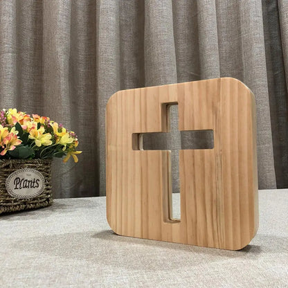 Led Light Christian Wooden Cross 