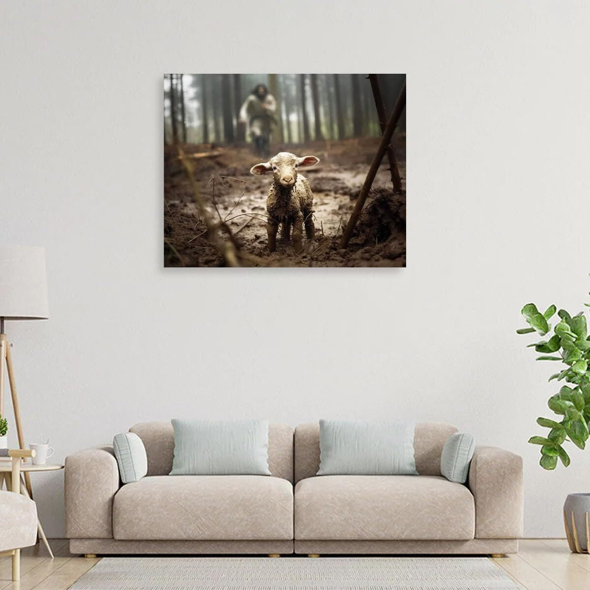 Jesus and Lamb Canvas Wall Art