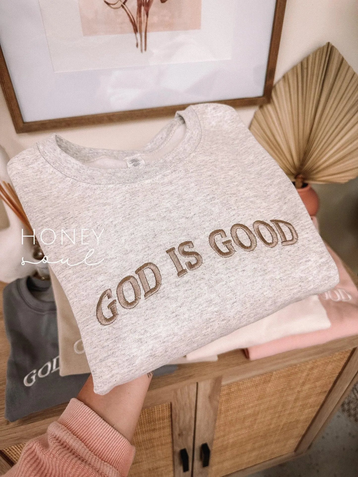 Embroidered GOD IS GOOD Sweatshirt | Christian Crewneck | Christian Sweatshirt | Faith Sweatshirt | Embroidered Crewneck