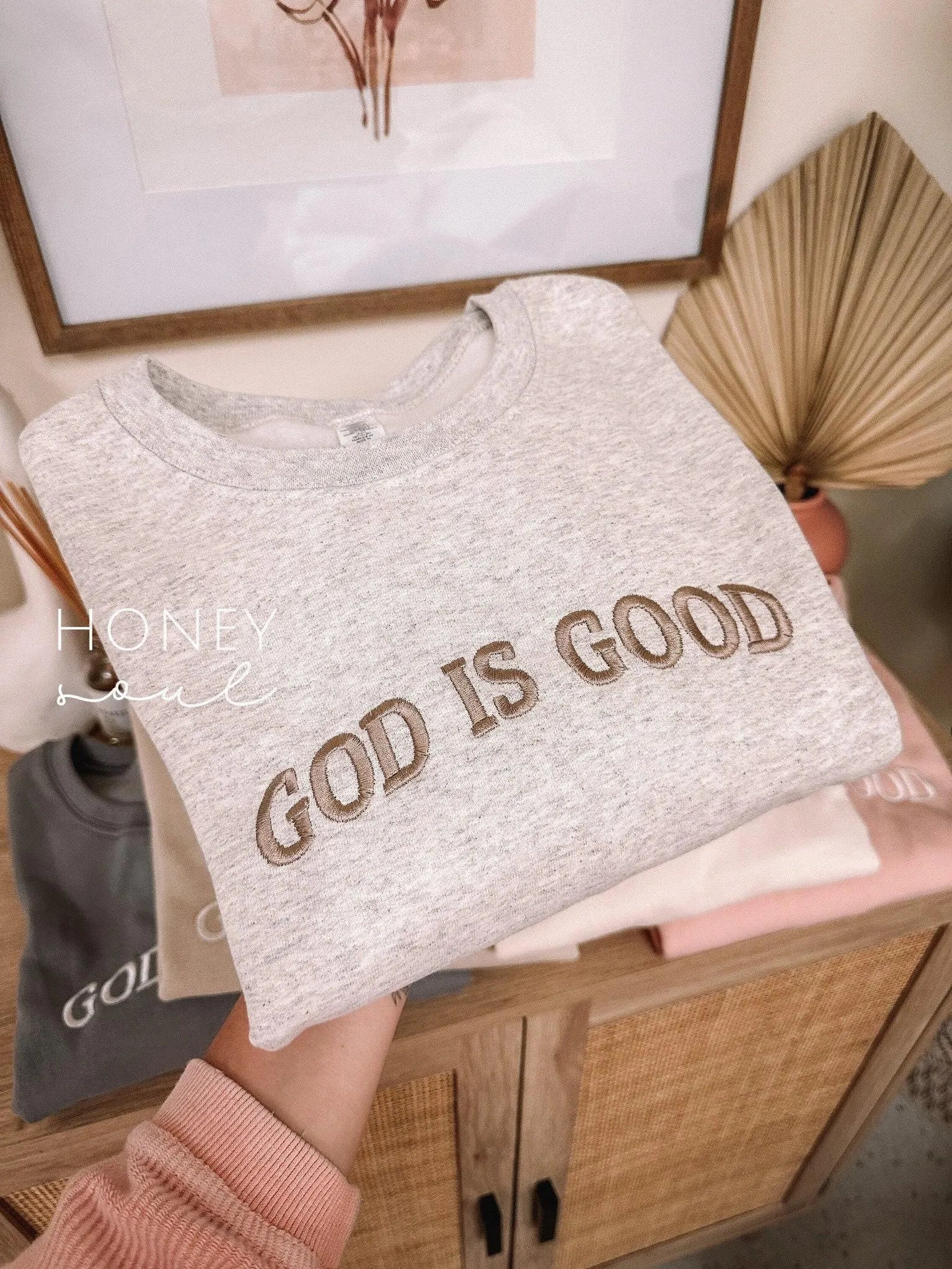Embroidered GOD IS GOOD Sweatshirt | Christian Crewneck | Christian Sweatshirt | Faith Sweatshirt | Embroidered Crewneck