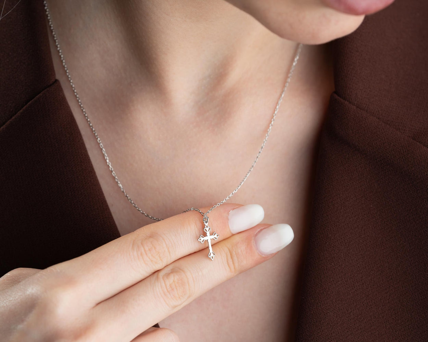 925 Sterling Silver Cross Necklace for Women