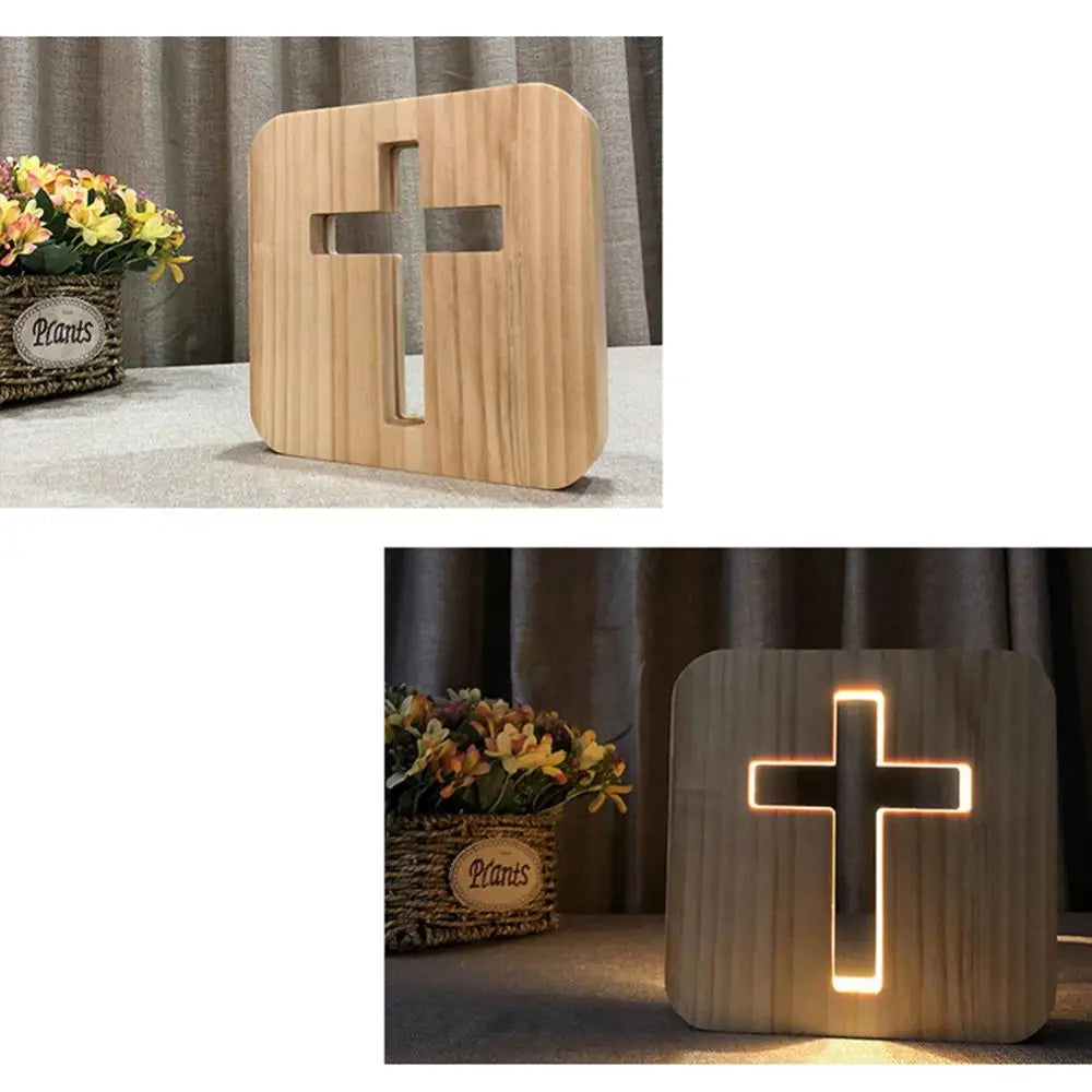 Led Light Christian Wooden Cross 