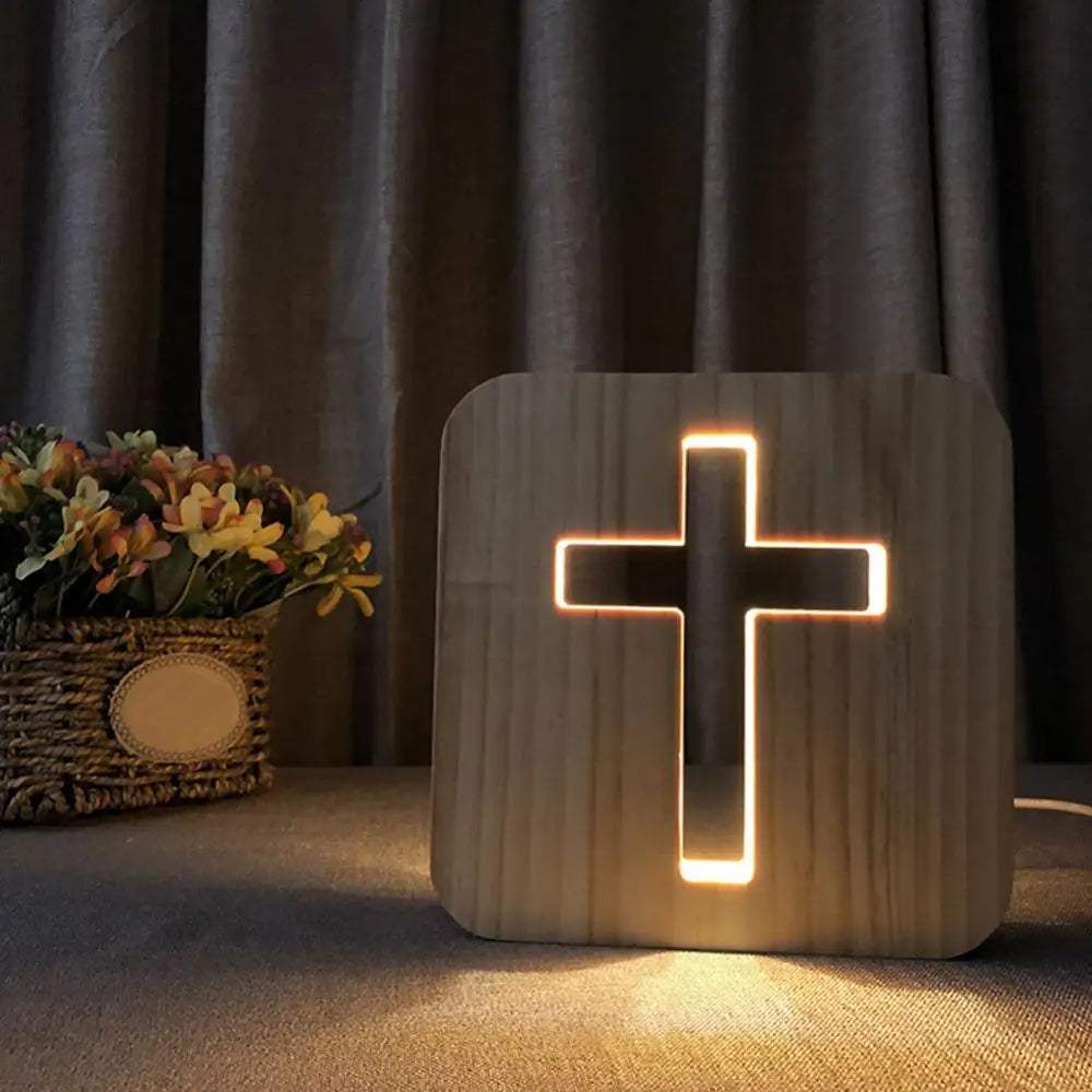 Led Light Christian Wooden Cross 