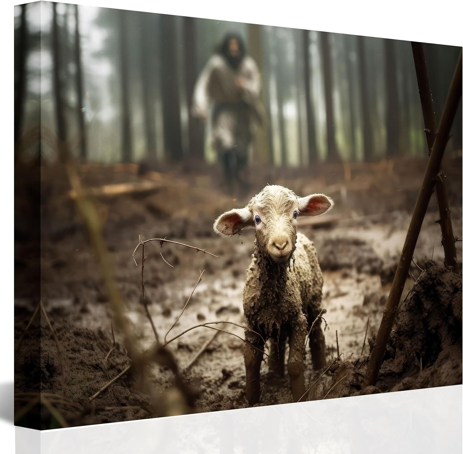 Jesus and Lamb Canvas Wall Art