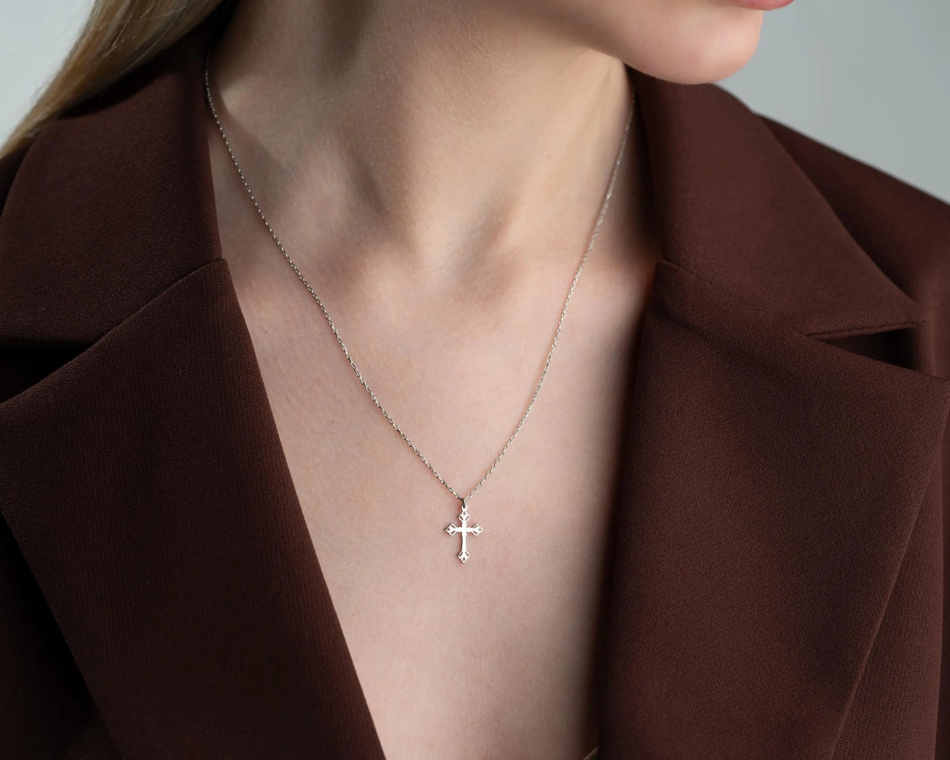 925 Sterling Silver Cross Necklace for Women