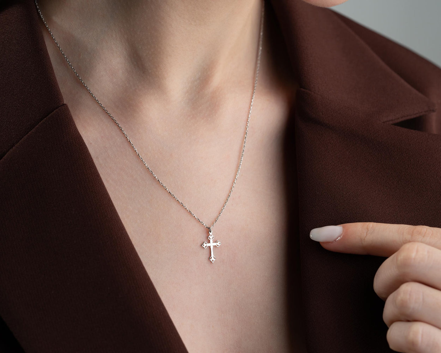 925 Sterling Silver Cross Necklace for Women