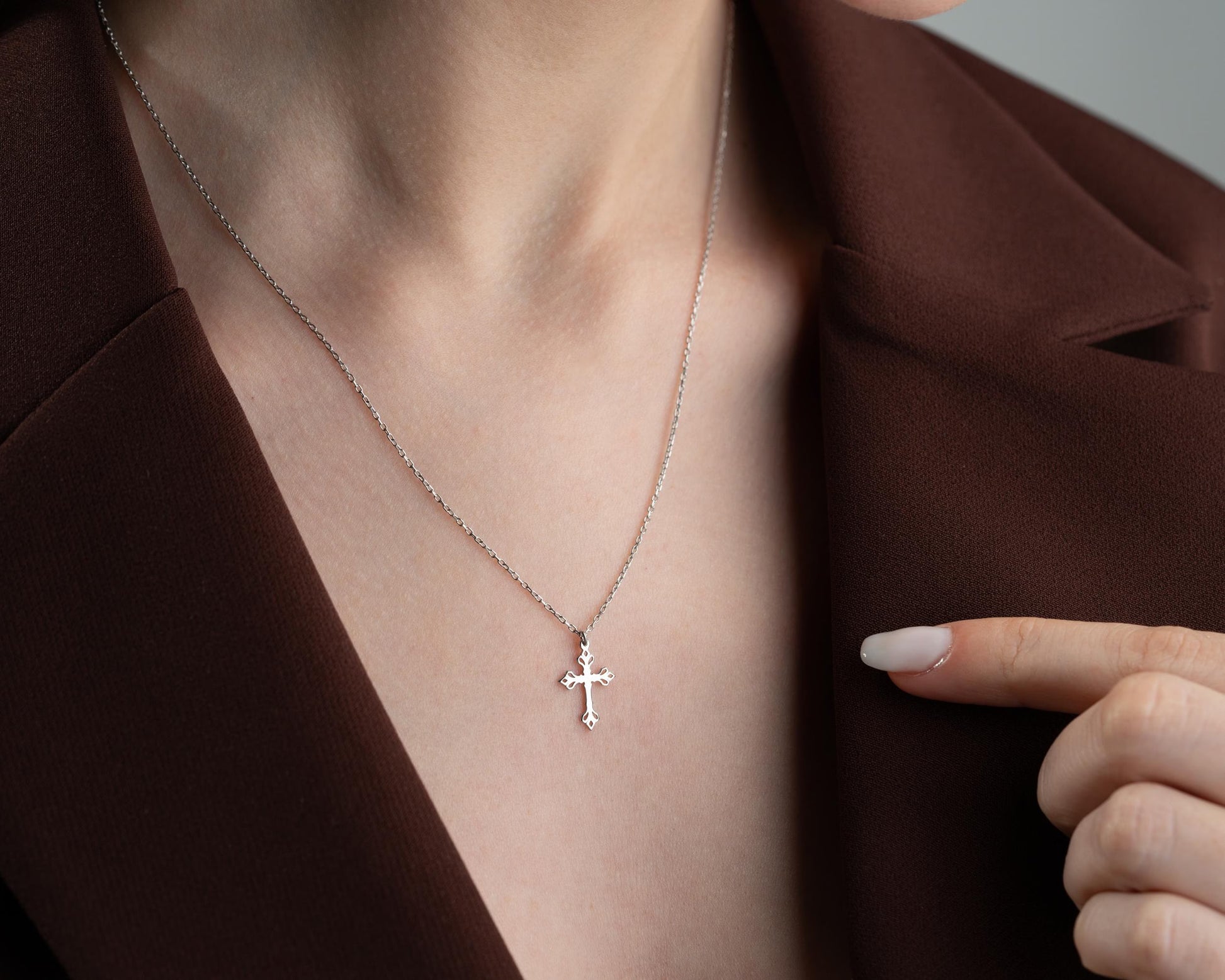 925 Sterling Silver Cross Necklace for Women